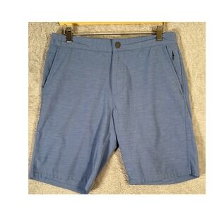 Johnnie-O Men 30 Blue Textured Athletic Golf Swim Shorts Casual Preppy Zip Pockt